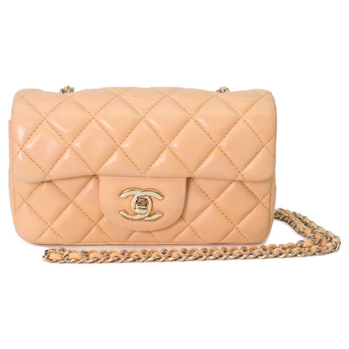 Chanel Apricot Beige Mini Quilted 17 Shoulder