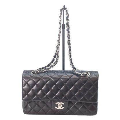 Chanel Black Lamb Silver Quilted 25 Shoulder