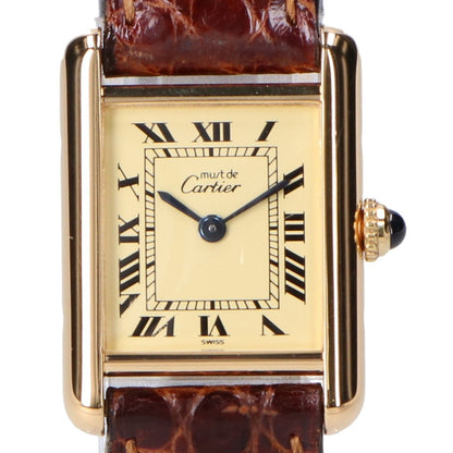 Cartier 925 Must Tank Vermeil SM Ivory Dial Quartz
