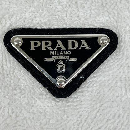 Prada Triangle Logo Cotton Hoodie 38 White Pile 38 — view 8