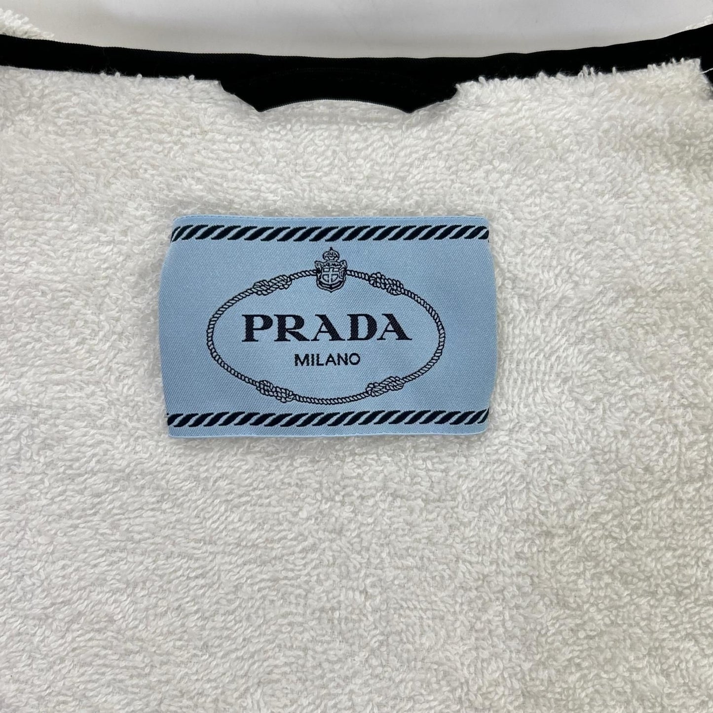 Prada Triangle Logo Cotton Hoodie 38 White Pile 38 — view 4