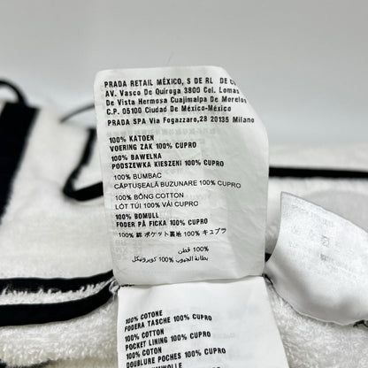 Prada Triangle Logo Cotton Hoodie 38 White Pile 38 — view 6