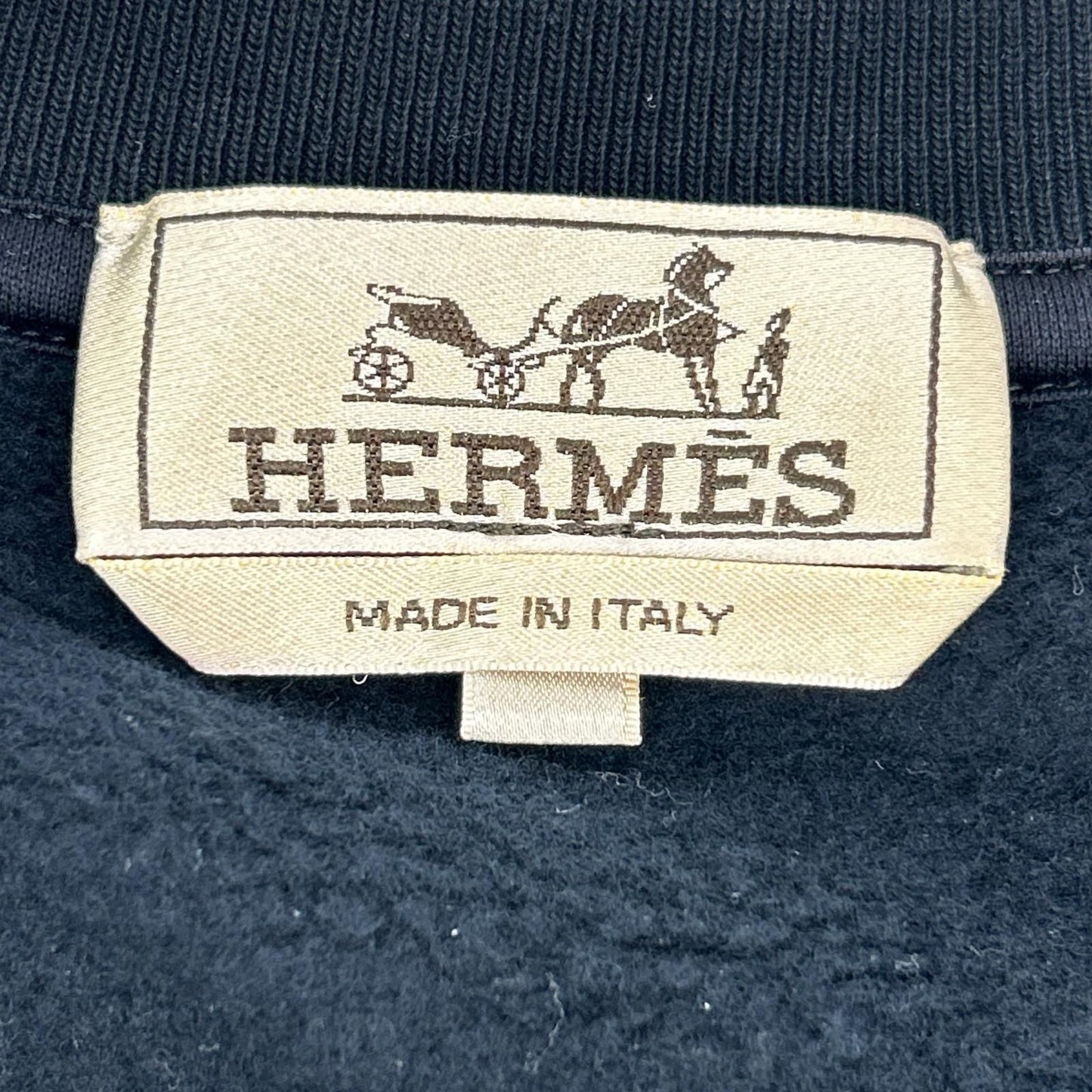 Hermes Navy Leather Patch Sweatshirt — view 3