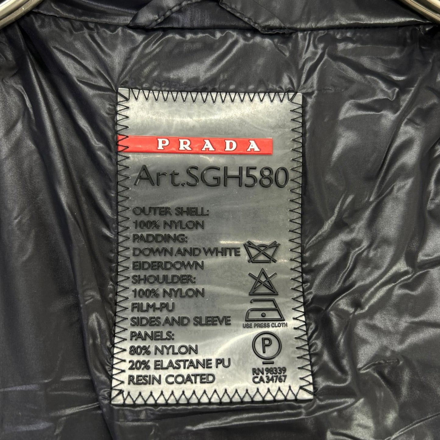 Prada Sport Black Nylon Cutreplacement Down Jacket 52 — view 4
