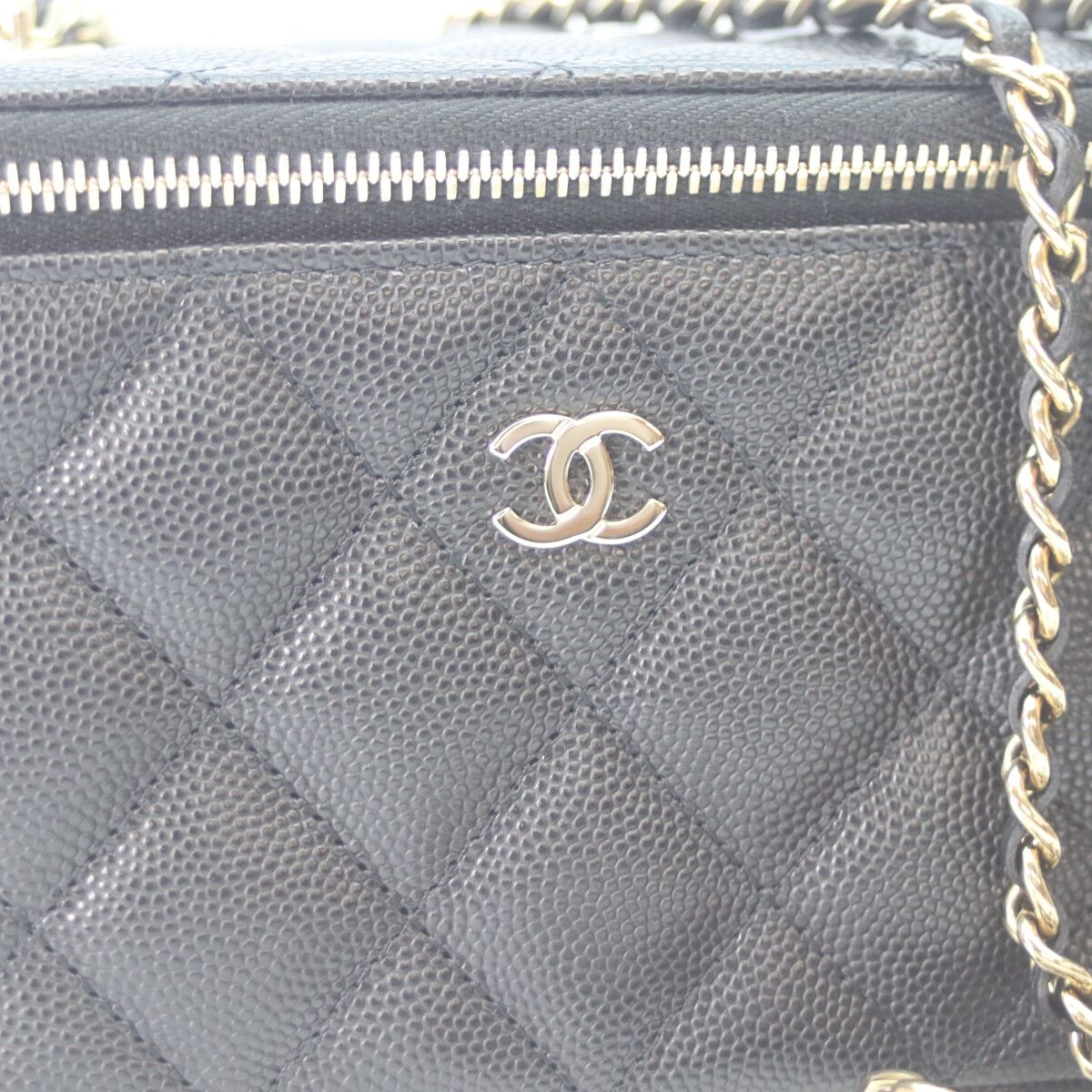 Chanel Black Caviar Gold Vanity Chain Shoulder — view 6