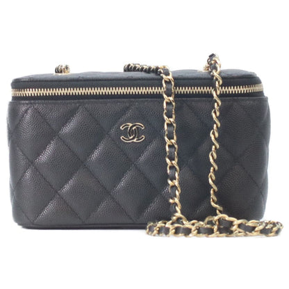 Chanel Black Caviar Gold Vanity Chain Shoulder