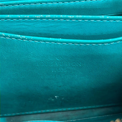 Louis Vuitton Coin Case Monogram Vernis Zippy Purse Blue Lagon Leather — view 4