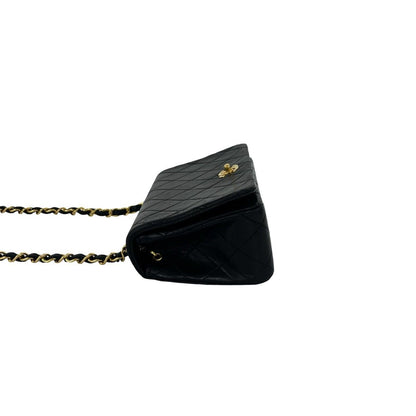 Chanel Vintage Quilted CC Logo Double Flap Lambskin Shoulder Bag Black — view 5