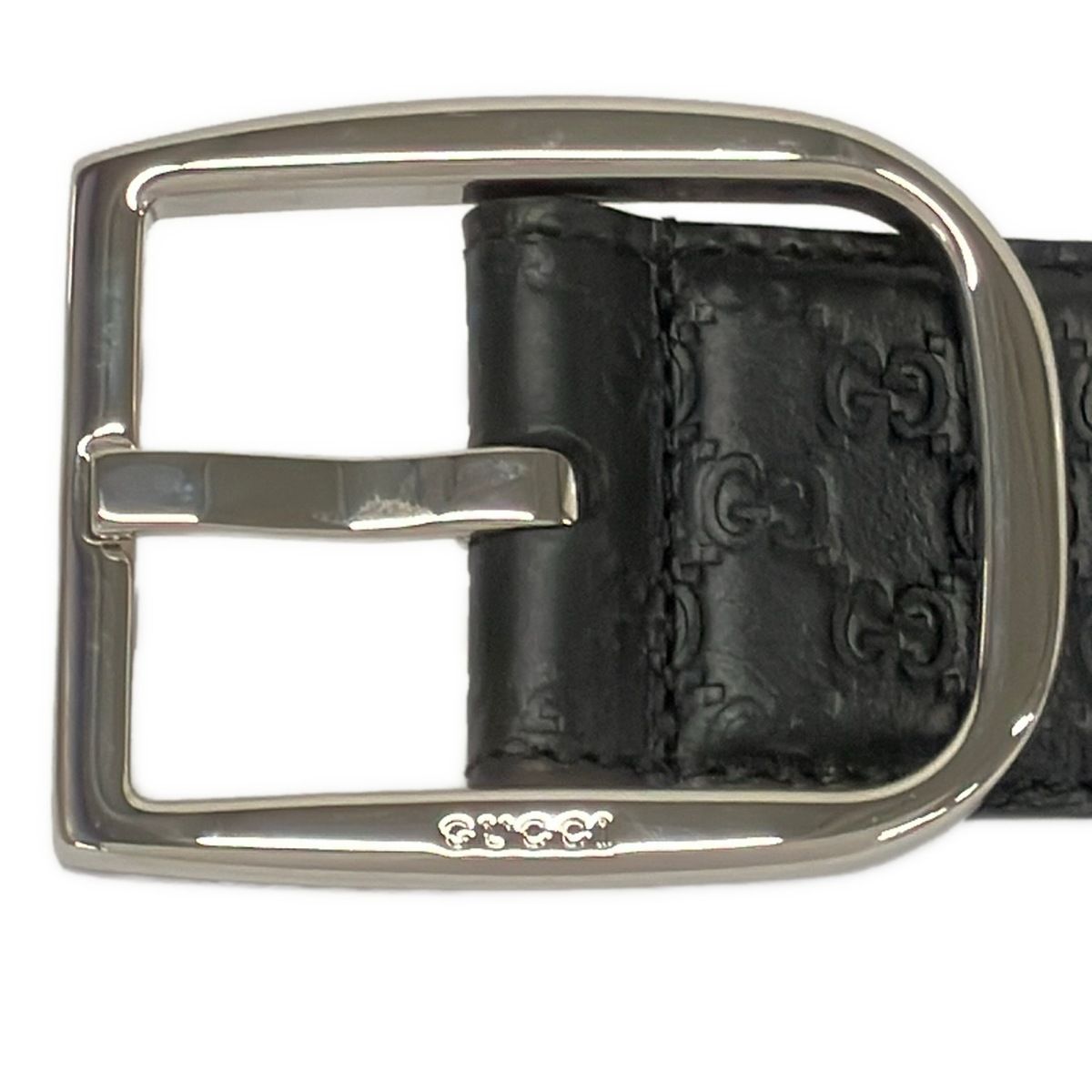 Gucci Belt 90 36 Black Silver Guccissima Line Leather — view 3