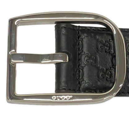 Gucci Belt 90 36 Black Silver Guccissima Line Leather — view 3