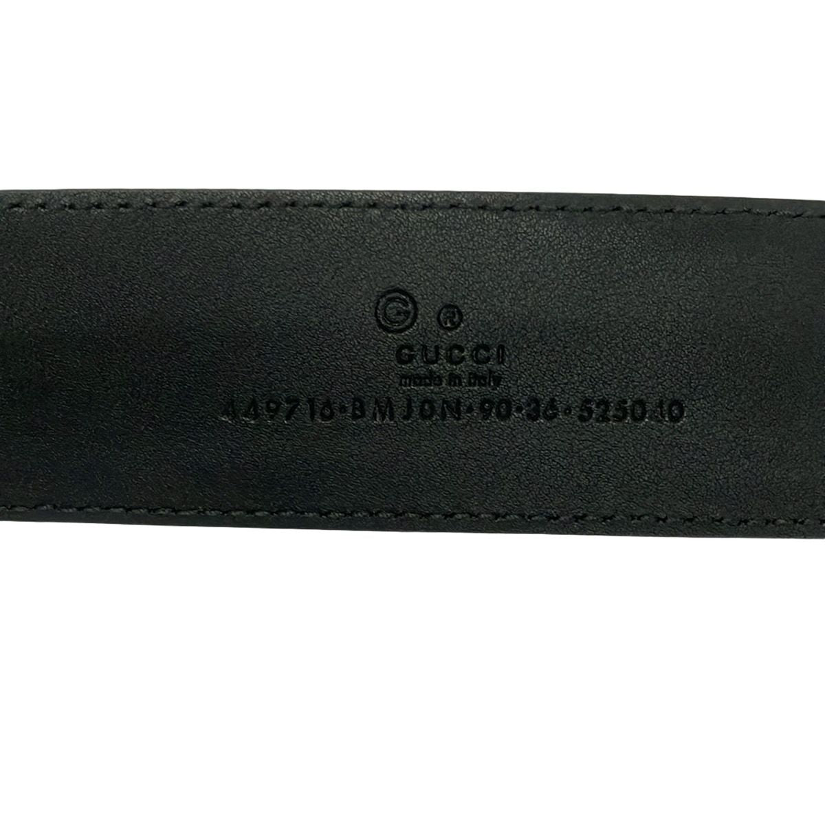 Gucci Belt 90 36 Black Silver Guccissima Line Leather — view 4