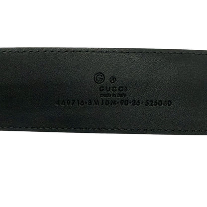 Gucci Belt 90 36 Black Silver Guccissima Line Leather — view 4