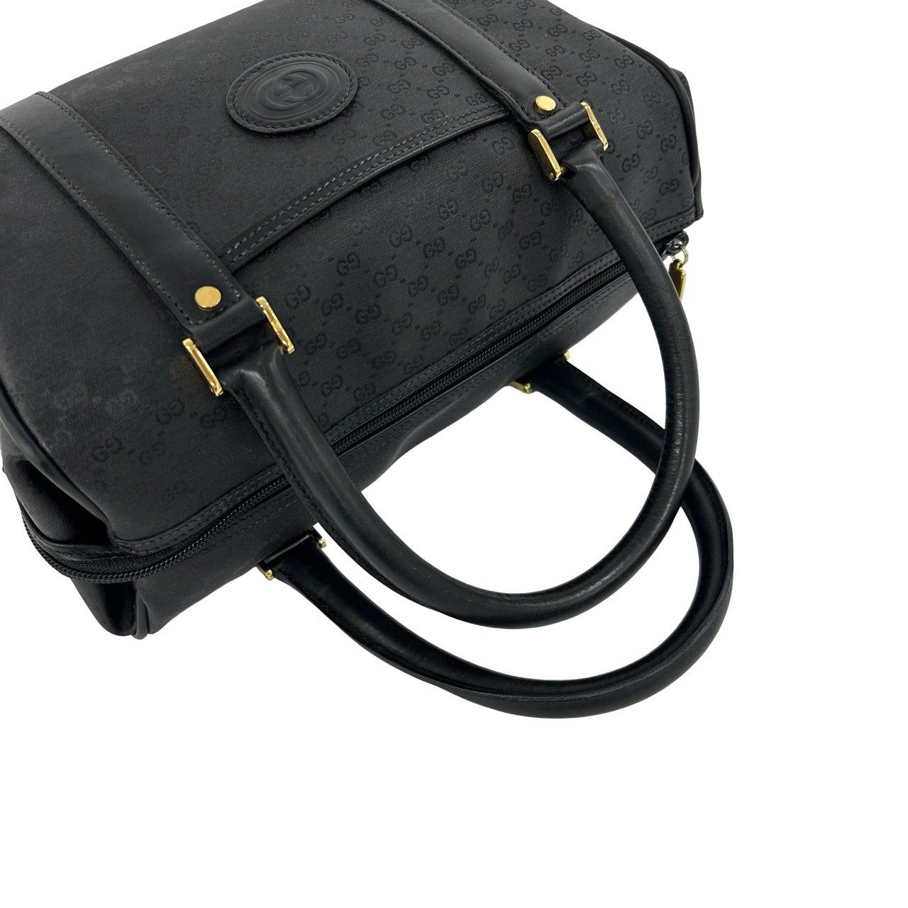 Gucci Vintage Micro GG Logo Leather Mini Boston Bag Black — view 4