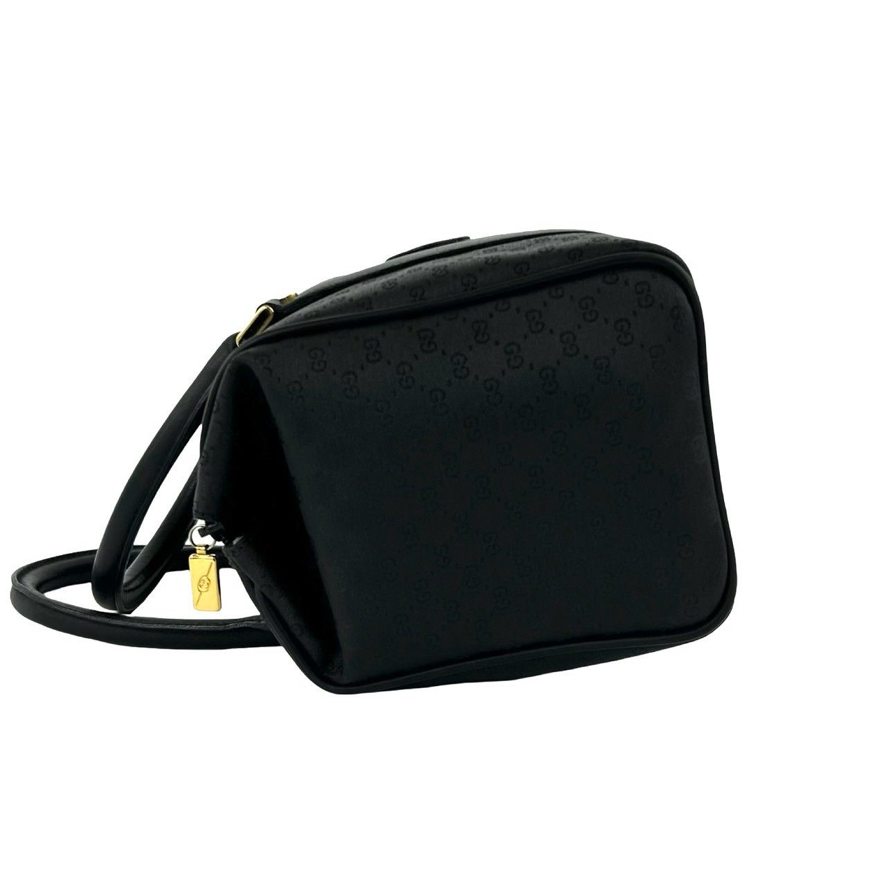 Gucci Vintage Micro GG Logo Leather Mini Boston Bag Black — view 5