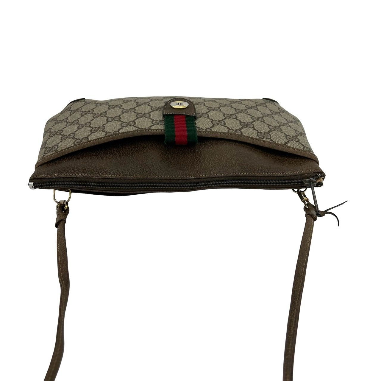 Gucci Vintage Sherry Line GG Logo Leather Shoulder Bag Brown — view 4