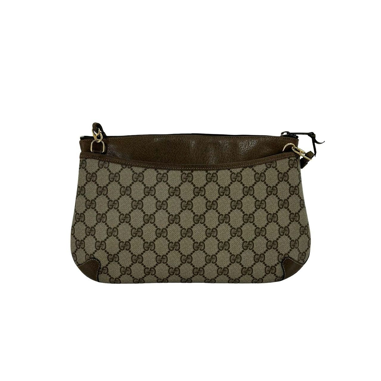 Gucci Vintage Sherry Line GG Logo Leather Shoulder Bag Brown — view 3