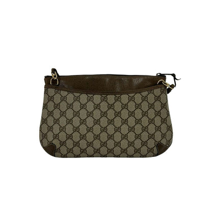Gucci Vintage Sherry Line GG Logo Leather Shoulder Bag Brown — view 3