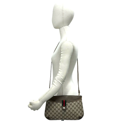 Gucci Vintage Sherry Line GG Logo Leather Shoulder Bag Brown — view 2