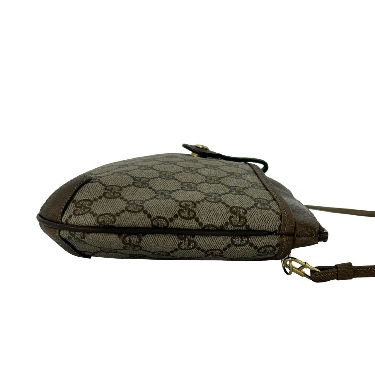 Gucci Vintage Sherry Line GG Logo Leather Shoulder Bag Brown — view 6