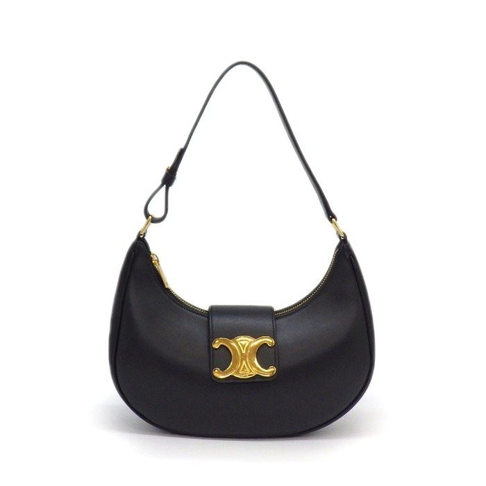 Celine Shoulder Bag Triomphe Black Smooth Calfskin