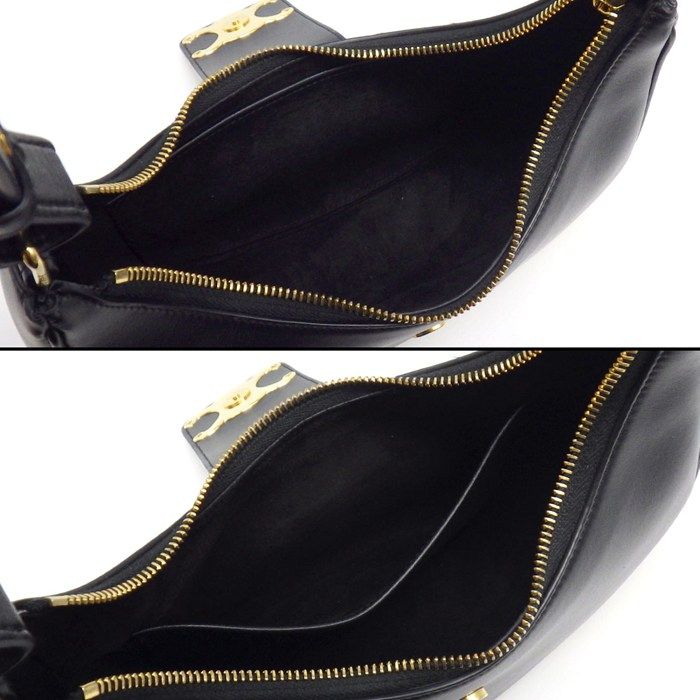 Celine Shoulder Bag Triomphe Black Smooth Calfskin — view 5