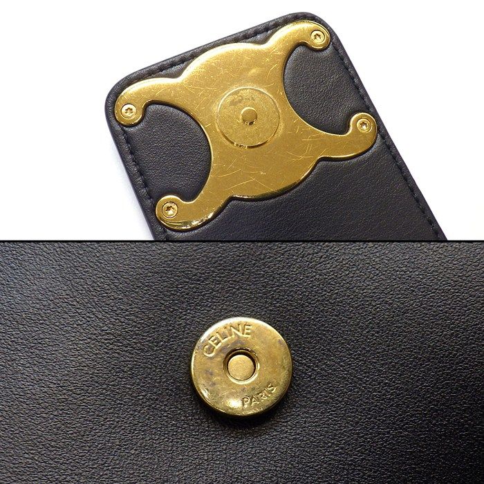 Celine Shoulder Bag Triomphe Black Smooth Calfskin — view 7