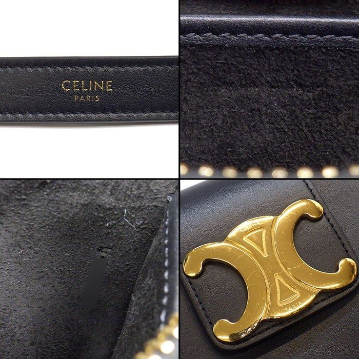 Celine Shoulder Bag Triomphe Black Smooth Calfskin — view 6