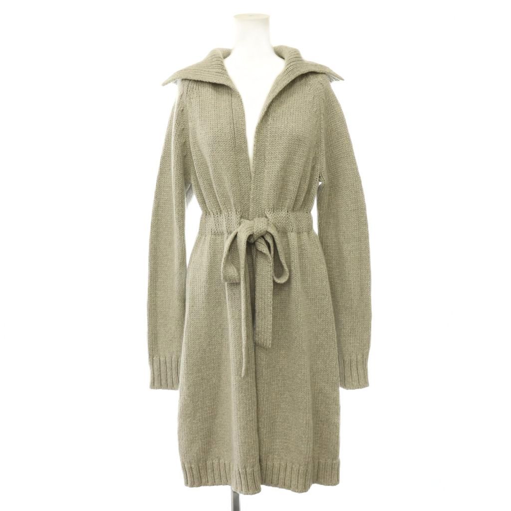 Celine Cashmere Silk Belted Cardigan Knit Long Sleeve M Light Gray HS