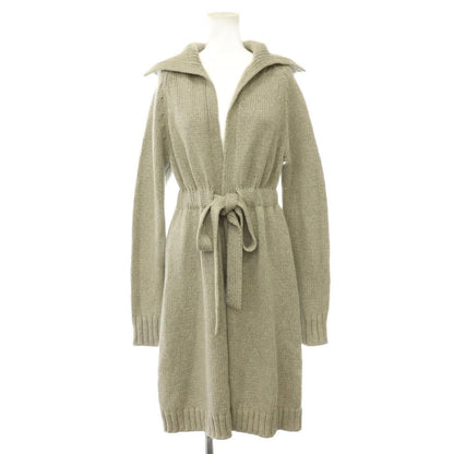 Celine Cashmere Silk Belted Cardigan Knit Long Sleeve M Light Gray HS