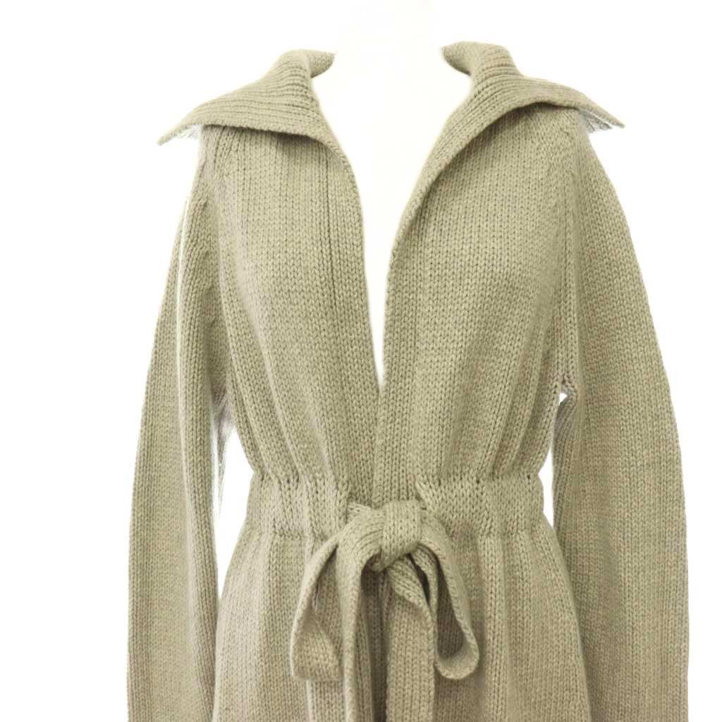Celine Cashmere Silk Belted Cardigan Knit Long Sleeve M Light Gray HS — view 4