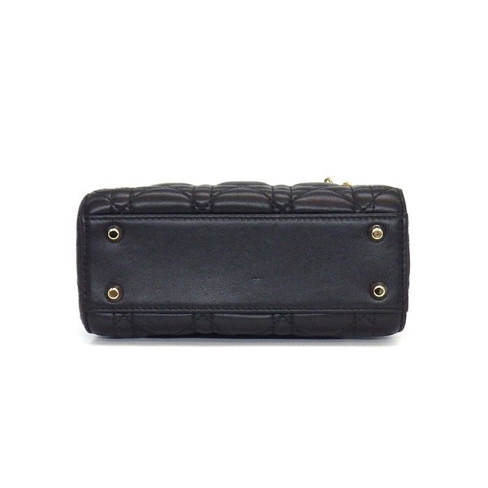 Dior Handbag Lady Dior Mini Black Cannage Lambskin Gold — view 4