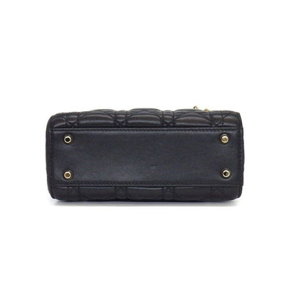 Dior Handbag Lady Dior Mini Black Cannage Lambskin Gold — view 4