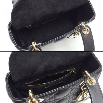 Dior Handbag Lady Dior Mini Black Cannage Lambskin Gold — view 5