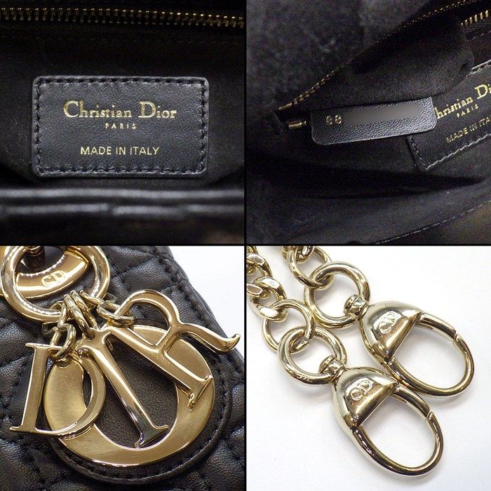 Dior Handbag Lady Dior Mini Black Cannage Lambskin Gold — view 6