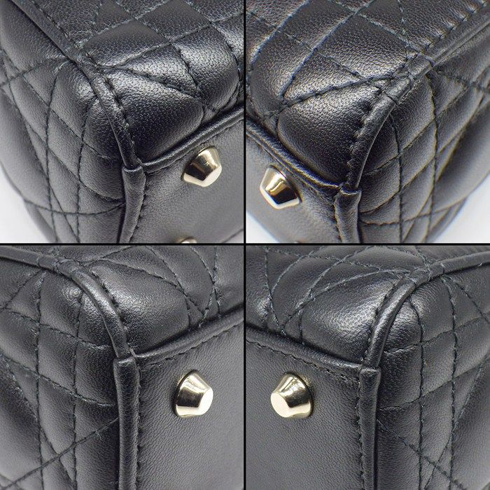 Dior Handbag Lady Dior Mini Black Cannage Lambskin Gold — view 8