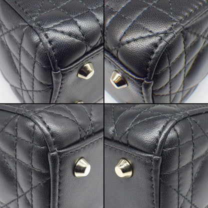 Dior Handbag Lady Dior Mini Black Cannage Lambskin Gold — view 8