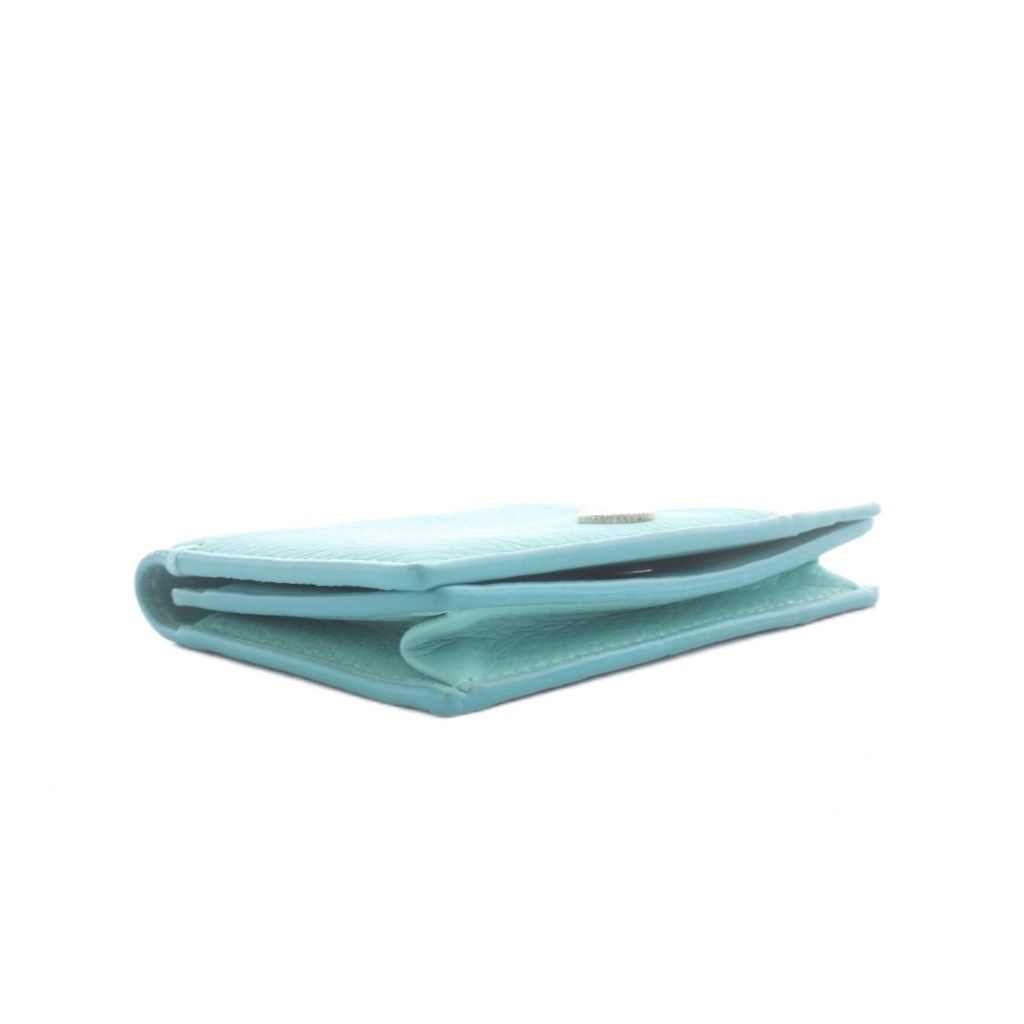 Tiffany & Co Vertical Folded Card Case Business Holder Leather Blue White — view 4