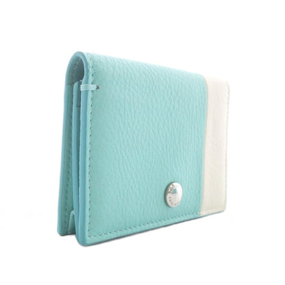 Tiffany & Co Vertical Folded Card Case Business Holder Leather Blue White — view 3
