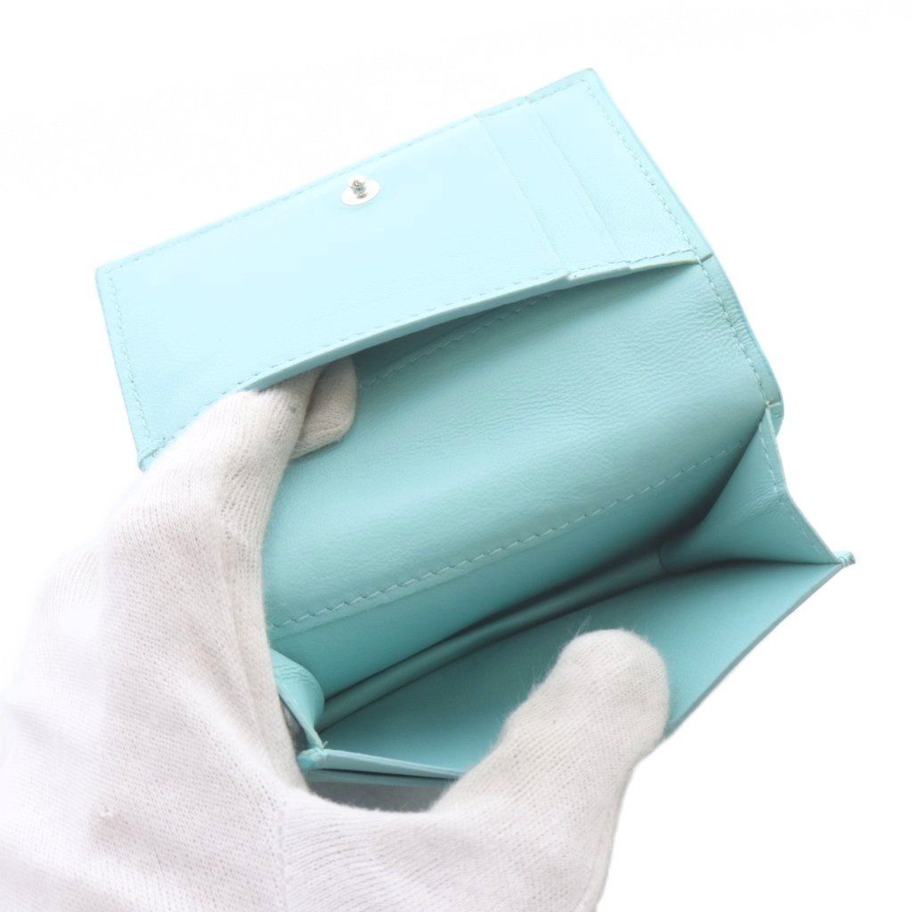 Tiffany & Co Vertical Folded Card Case Business Holder Leather Blue White — view 6