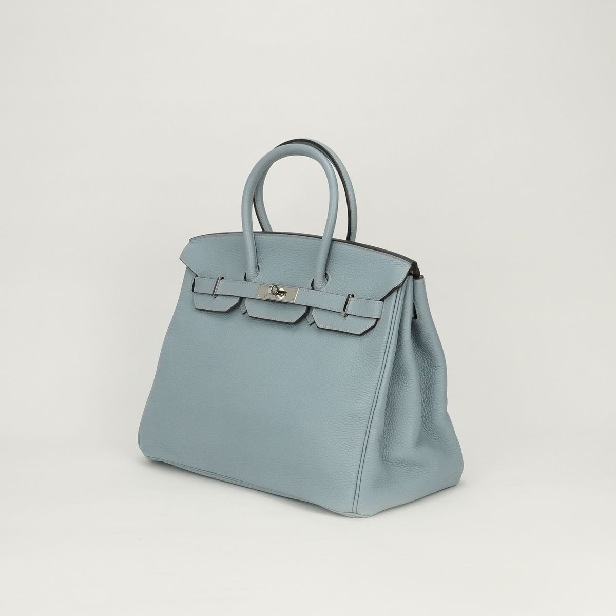 Hermes Birkin 35 Tote Togo Blue Bleu Lin Light Silver Handbag — view 2