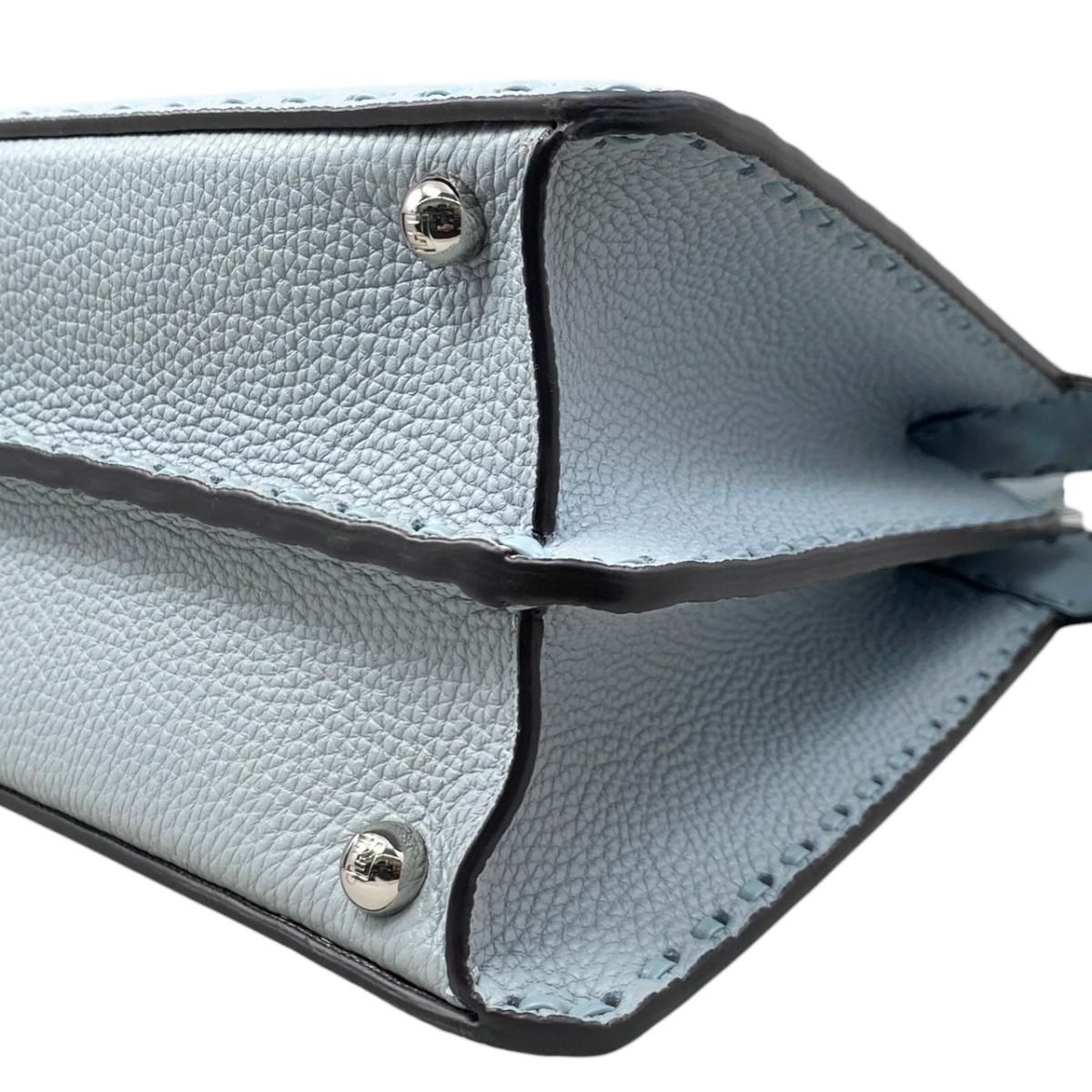 Fendi Tote Shoulder Bag Peekaboo Arbb Leather Selleria Blue Silver ISeeU — view 7