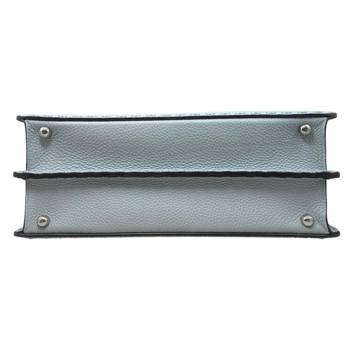 Fendi Tote Shoulder Bag Peekaboo Arbb Leather Selleria Blue Silver ISeeU — view 5