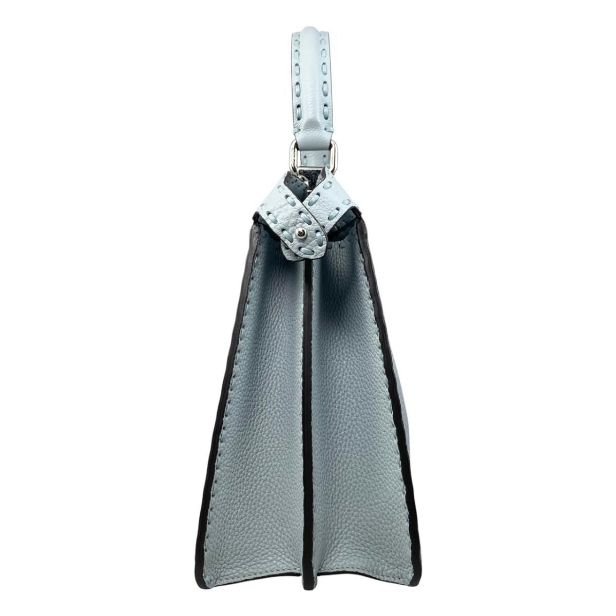 Fendi Tote Shoulder Bag Peekaboo Arbb Leather Selleria Blue Silver ISeeU — view 3