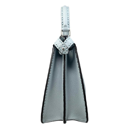 Fendi Tote Shoulder Bag Peekaboo Arbb Leather Selleria Blue Silver ISeeU — view 3