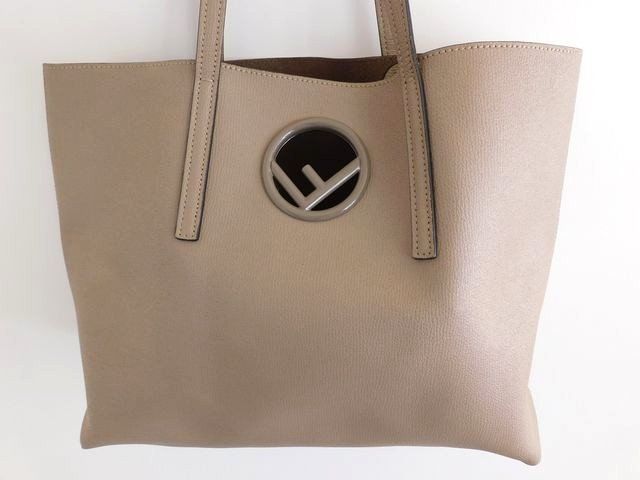 Fendi F's Tote Leather Gray Ju Pouch