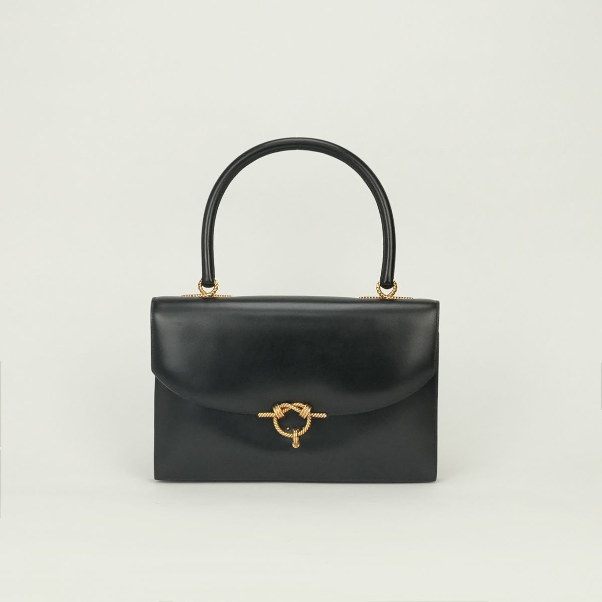 Hermes Tote Box Calf Noir Black Gold Handbag