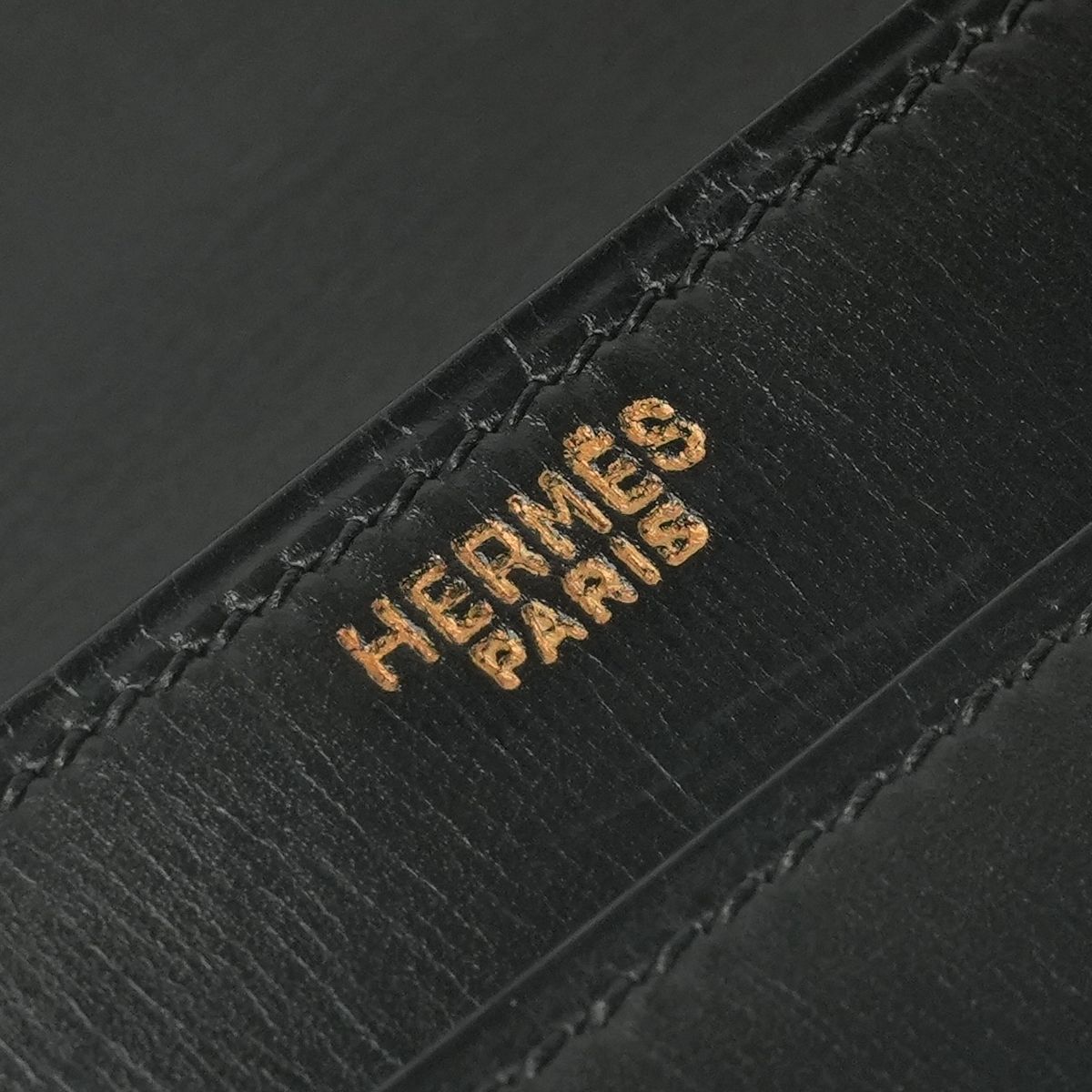 Hermes Tote Box Calf Noir Black Gold Handbag — view 8