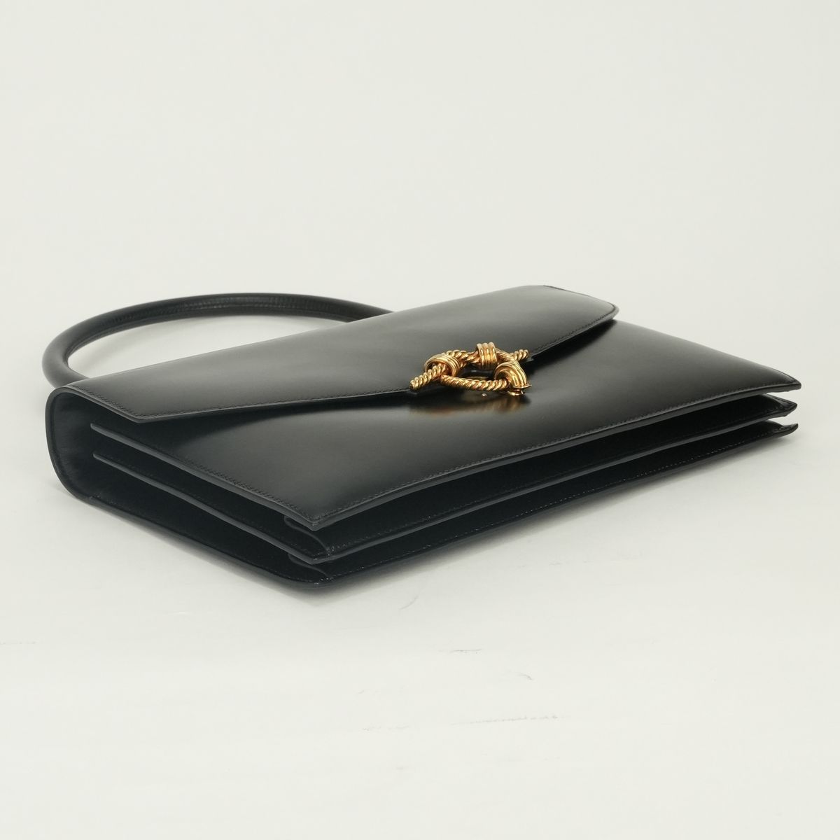 Hermes Tote Box Calf Noir Black Gold Handbag — view 6