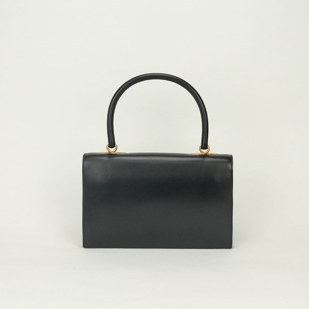 Hermes Tote Box Calf Noir Black Gold Handbag — view 3