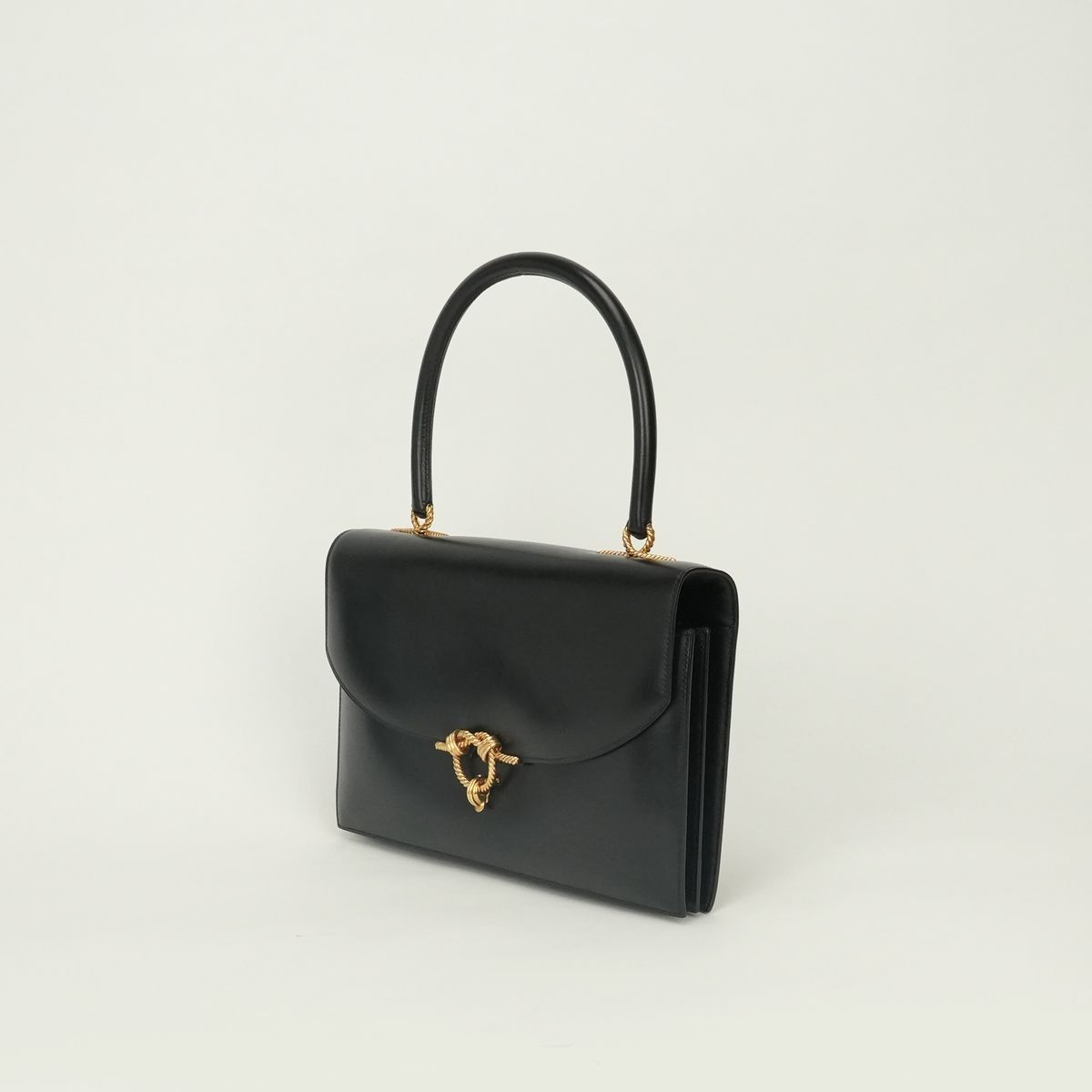 Hermes Tote Box Calf Noir Black Gold Handbag — view 2